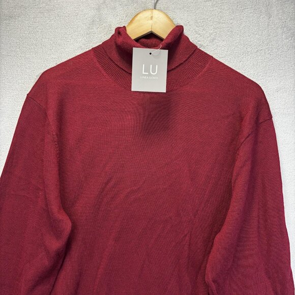 NWT Linea Uomo Wool Blend Turtleneck Sweater Mens Medium Red Skicore Minimalist - Picture 2 of 14